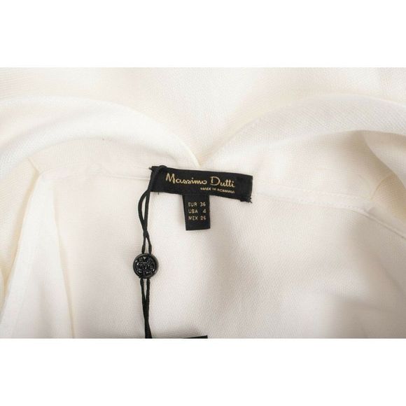 Massimo Dutti Womens Linen Dress US 4 EU 36 White Midi Sleeveless 6622/226 NWT - Picture 8 of 8